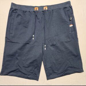 Mens Casual Shorts Drawstring Zipper Pockets Elastic Waist Big and Tall Navy 4XL